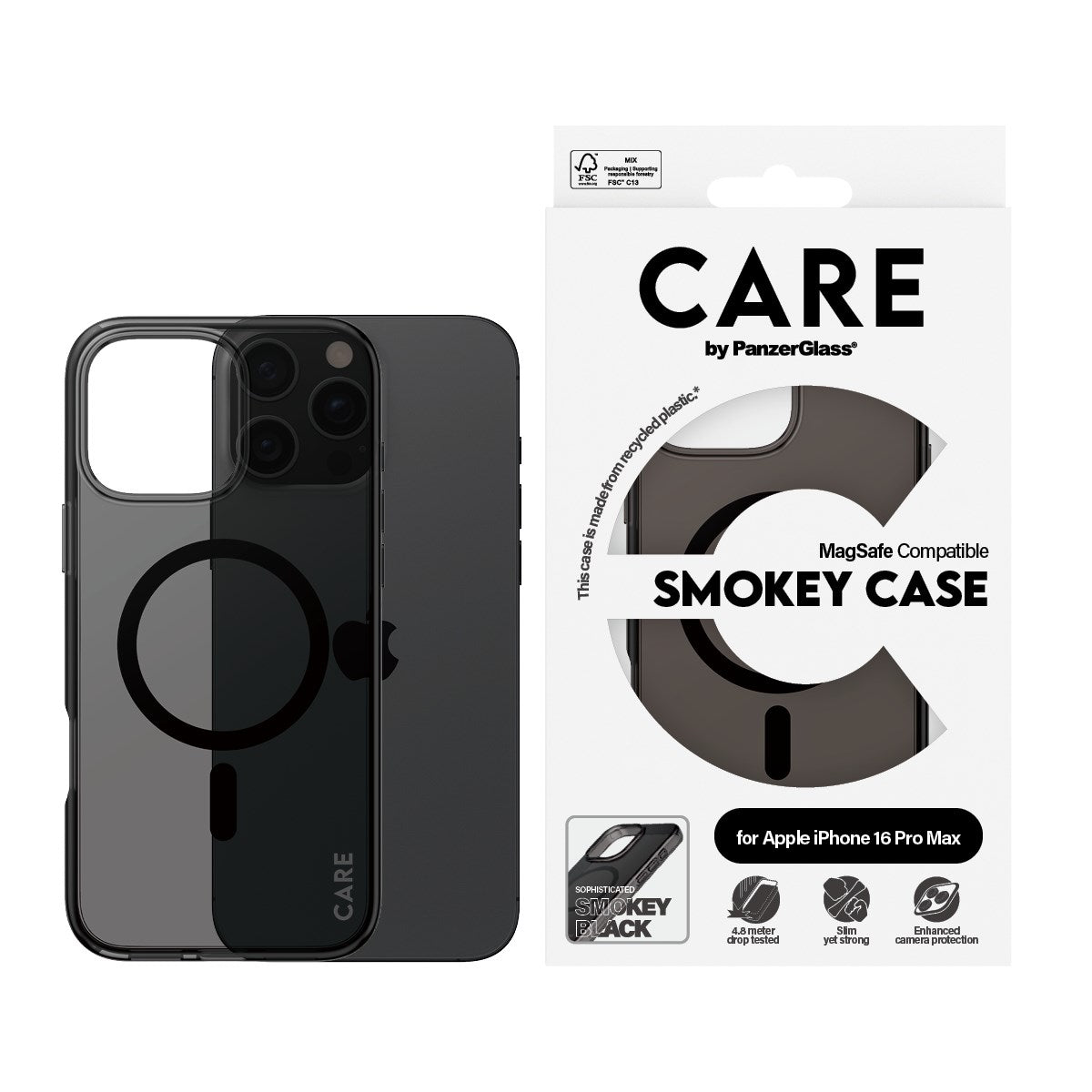 CARE by PanzerGlass® Urban Combat Case Smokey w. Black MagSafe iPhone 16 Pro Max